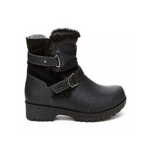JBU Womens 8 M Black Indiana Waterproof Buckle Strap Lined Ankle Boots NIB KA9